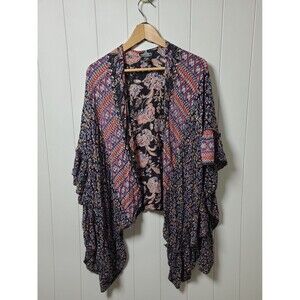 Angie Kimono Top S Oversized Boho Festival Fairy Grunge Cover Up Floral Hippie